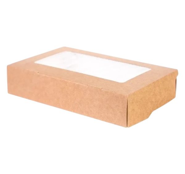 Papirnata posuda s prozorom ECO TABOX 1000 ml 200x120x40 mm kraft 25 kom