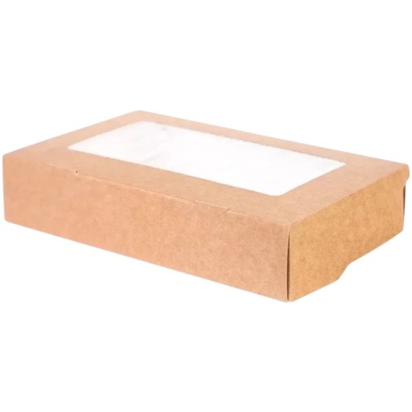 Papirnata posuda s prozorom ECO TABOX 1000 ml 200x120x40 mm kraft 25 kom