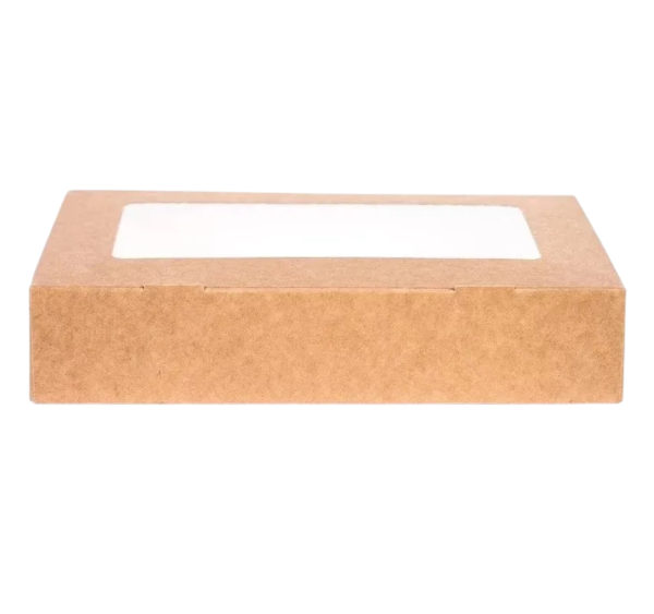 Papirnata posuda s prozorom ECO TABOX 1000 ml 200x120x40 mm kraft 25 kom