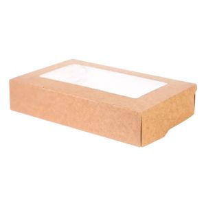 Papirnata posuda s prozorom ECO TABOX 500 ml 170x70x40 mm kraft 25 kom
