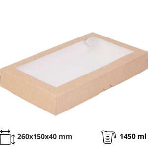Papirnata posuda  s prozorom ECO TABOX 1450 ml 260x150x40 mm kraft 25 kom