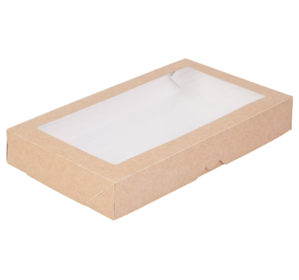 Papirnata posuda  s prozorom ECO TABOX 1450 ml 260x150x40 mm kraft 25 kom