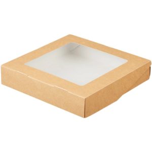Papirnata posuda  s prozorom ECO TABOX 1500 ml 200x200x45 mm kraft 25 kom