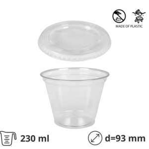 Čaša PET 230 (270) ml d=93 mm prozirna za poklopcem 50 kom (komplet)