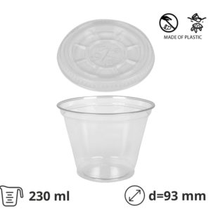 Čaša PET 230 (270) ml d=93 mm prozirna za poklopcem 50 kom (komplet)