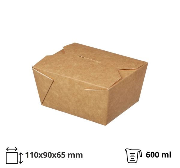 Papirnata posuda Fold Box 600 ml 110x90x65 mm, kraft 25 kom