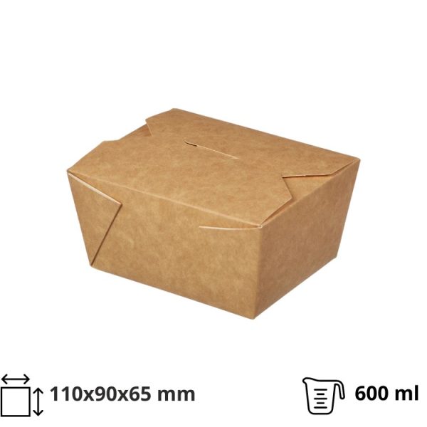 Papirnata posuda Fold Box 600 ml 110x90x65 mm, kraft 25 kom