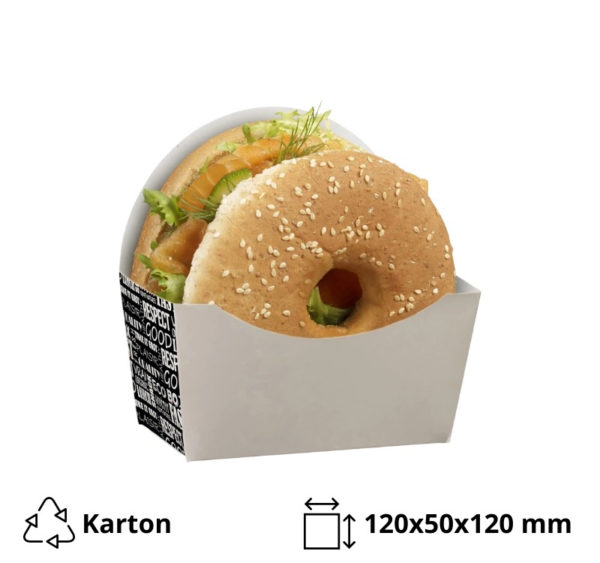 Burger/Bagel ambalaža 120x50x120mm, Black&White 50 kom