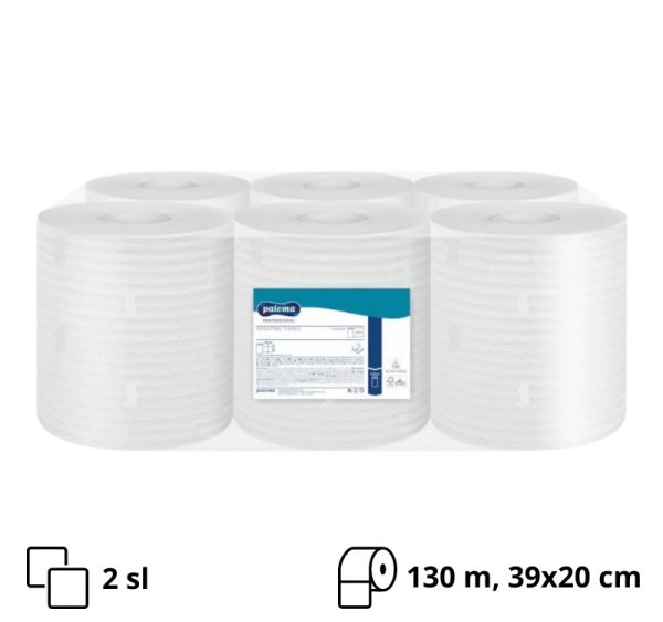 Papirnati ručnici 2 sl 130m h=39cm bijela centralno izvlačenje sa perforacijom (list 39x20cm) Cellulose Paloma 6 rol