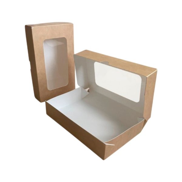 Papirnata posuda s prozorom ECO TABOX 1000 ml 200x120x40 mm kraft 50 kom