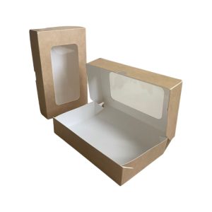 Papirnata posuda s prozorom ECO TABOX 1000 ml 200x120x40 mm kraft 50 kom