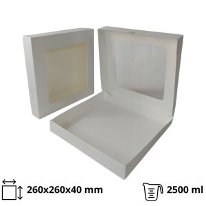 Papirnata posuda s prozorom ECO TABOX 2500 ml 260x260x40 mm bijela 50 kom