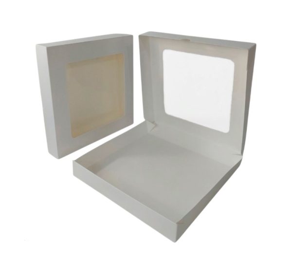 Papirnata posuda s prozorom ECO TABOX 2500 ml 260x260x40 mm bijela 50 kom