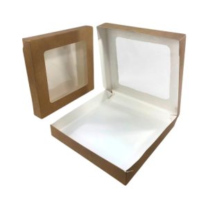 Papirnata posuda s prozorom ECO TABOX 2500 ml 260x260x40 mm kraft 50 kom