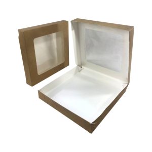 Papirnata posuda s prozorom ECO TABOX 2500 ml 260x260x40 mm kraft 50 kom