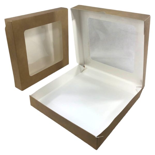 Papirnata posuda s prozorom ECO TABOX 2500 ml 260x260x40 mm kraft 50 kom