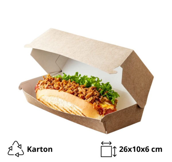 Kutija za hamburger/hotdog 260х100х60 mm kraft 50 kom