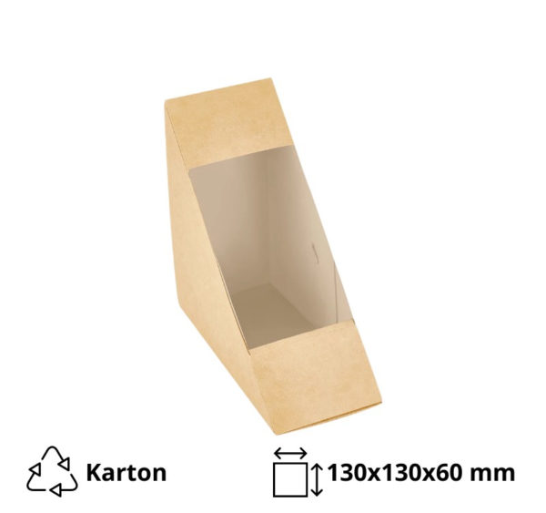 Sendvič posuda s prozorom ECO SANDWICH 130x130x60 mm kraft 50 kom
