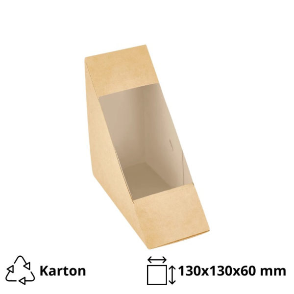 Sendvič posuda s prozorom ECO SANDWICH 130x130x60 mm kraft 50 kom