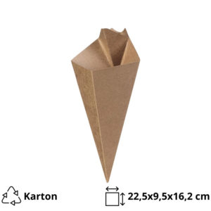Posuda za pomfrit (s pregradom za umak) CHIP CONE kraft 50 kom