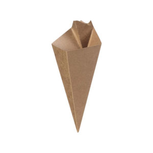 Posuda za pomfrit (s pregradom za umak) CHIP CONE kraft 50 kom