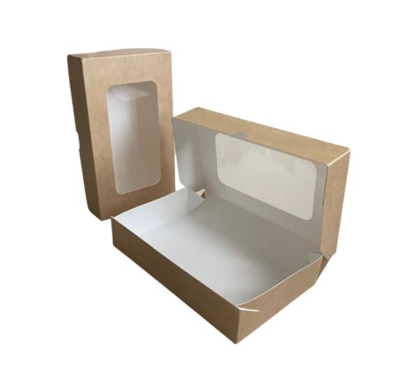 Papirnata posuda s prozorom ECO TABOX 1000 ml 200x120x40 mm kraft 50 kom