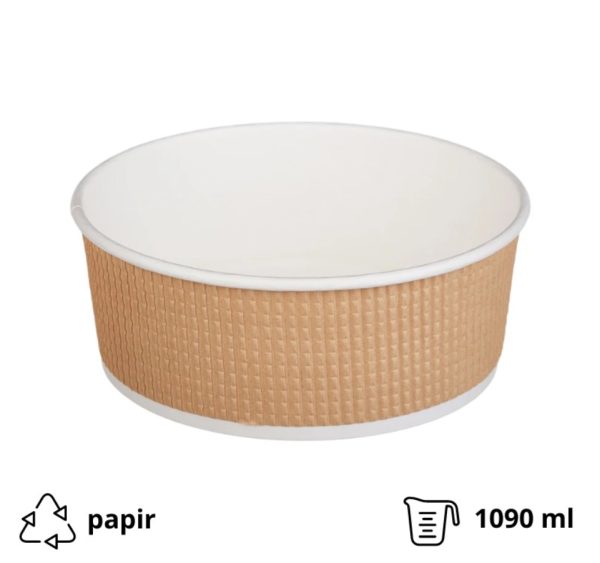 Papirnata posuda Tambien ECO 1090 ml d=166 mm h=65 mm kraft, točkasta, bez poklopca [25 kom/pak]