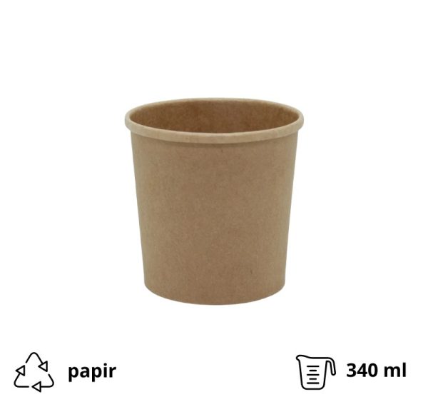 Papirnata posuda Tambien ECO 340 ml d=90 mm h=85 mm kraft, bez poklopca [25 kom/pak]