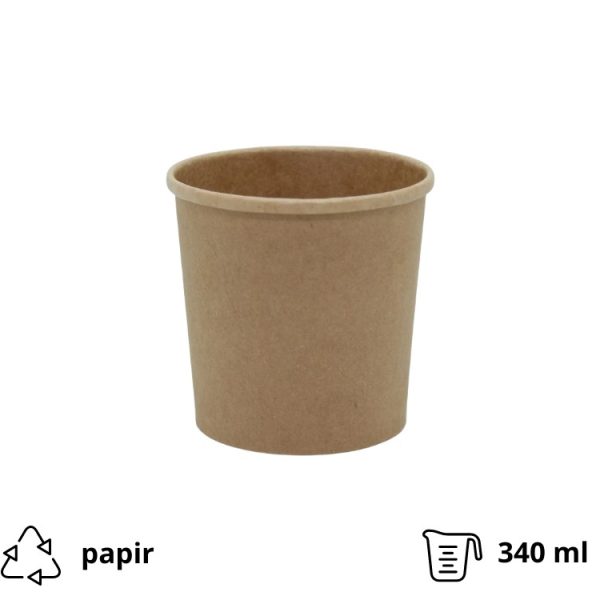 Papirnata posuda Tambien ECO 340 ml d=90 mm h=85 mm kraft, bez poklopca [25 kom/pak]