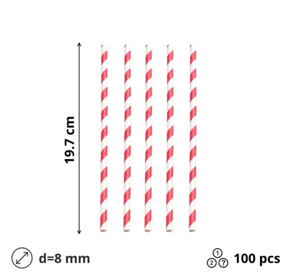 Slamke papirnate l=197 mm d=8 mm lolipop 100 kom/pak