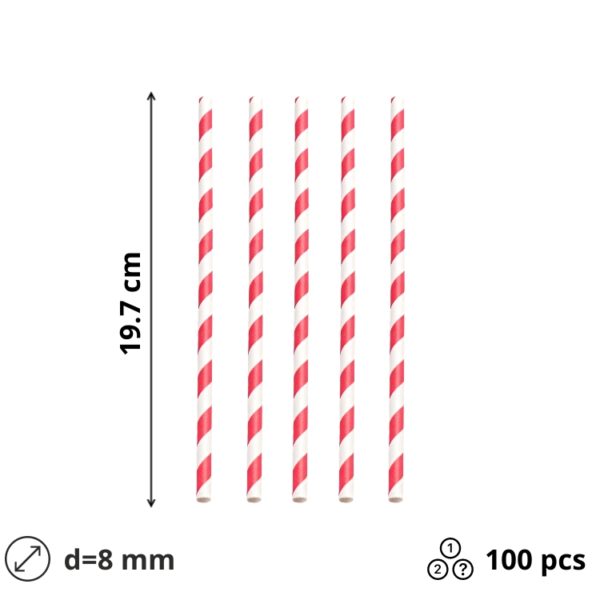 Slamke papirnate l=197 mm d=8 mm lolipop 100 kom/pak