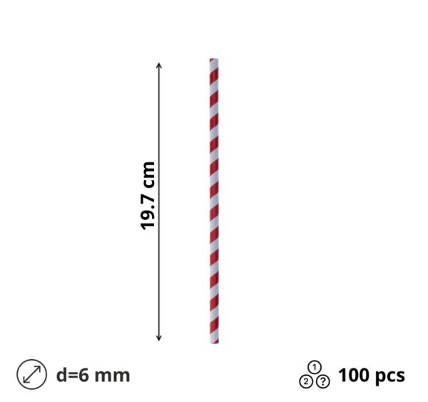 Slamke papirnate l=197 mm d=6 mm lolipop 100 kom