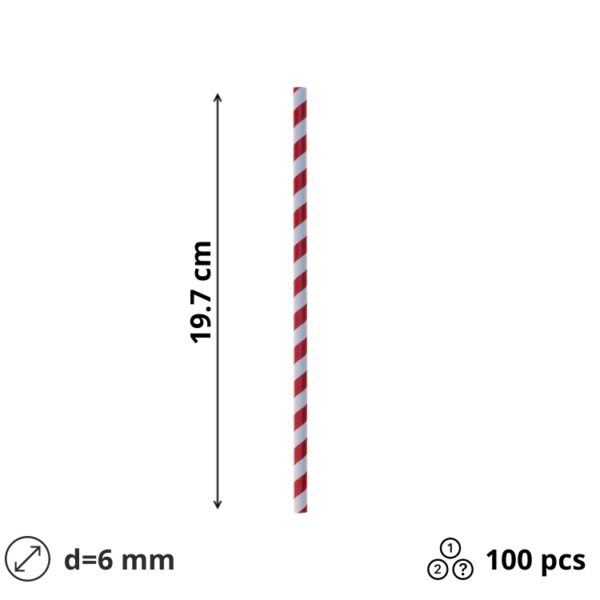 Slamke papirnate l=197 mm d=6 mm lolipop 100 kom