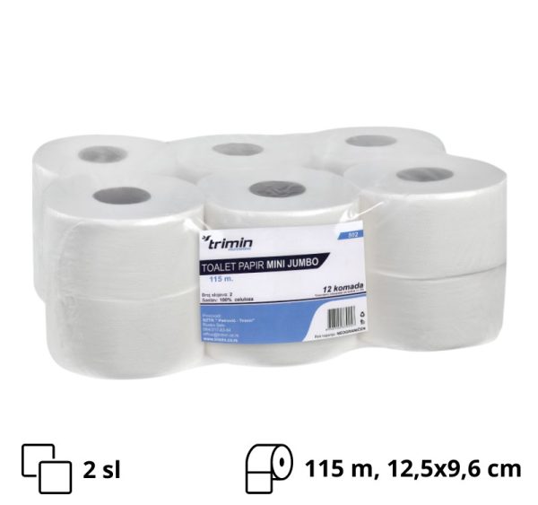Toaletni papir v roli 2 sl 115 m bieli [12 kom/pak]