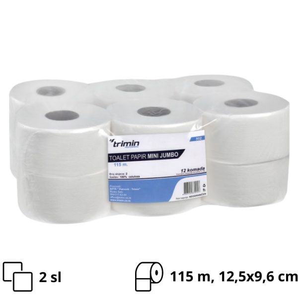 Toaletni papir v roli 2 sl 115 m bieli [12 kom/pak]