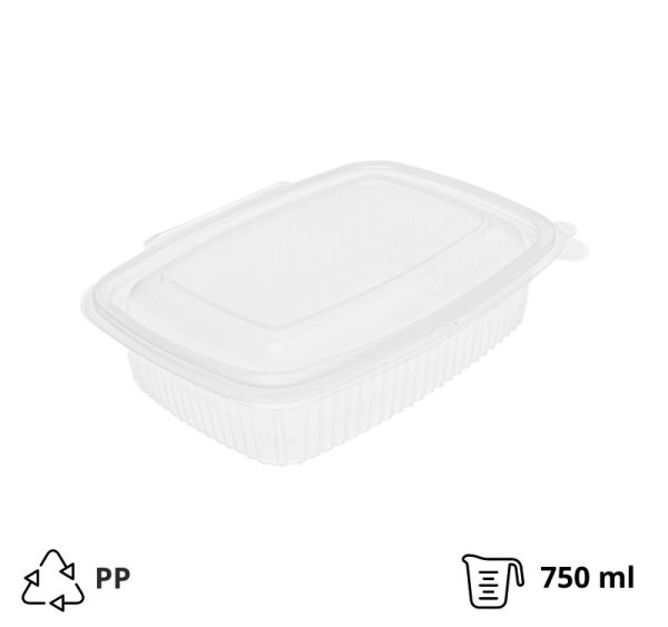 Posuda za poklopcem PP 750 ml 185×135х55 mm prozirna [50 kom/pak]