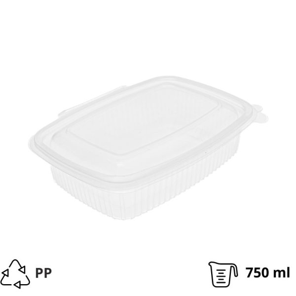 Posuda za poklopcem PP 750 ml 185×135х55 mm prozirna [50 kom/pak]