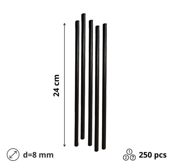 Slamke plastične l=240 mm d=8 mm crne 250 kom/pak