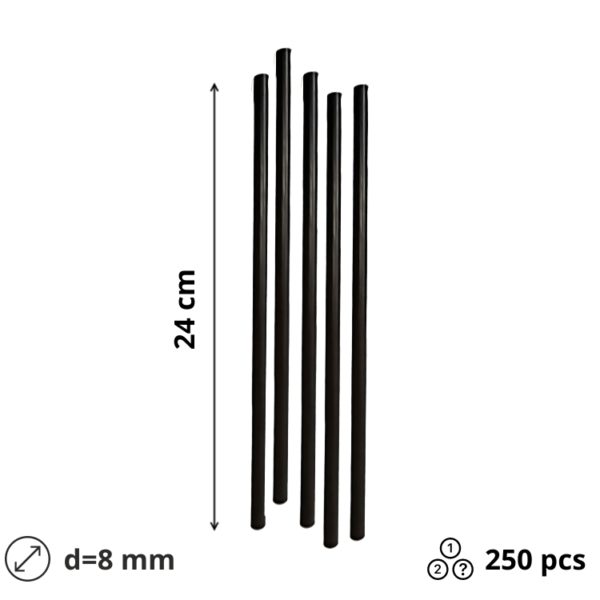 Slamke plastične l=240 mm d=8 mm crne 250 kom/pak