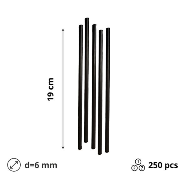 Slamke plastične l=190 mm d=6 mm crne 250 kom/pak