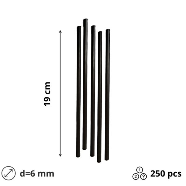 Slamke plastične l=190 mm d=6 mm crne 250 kom/pak