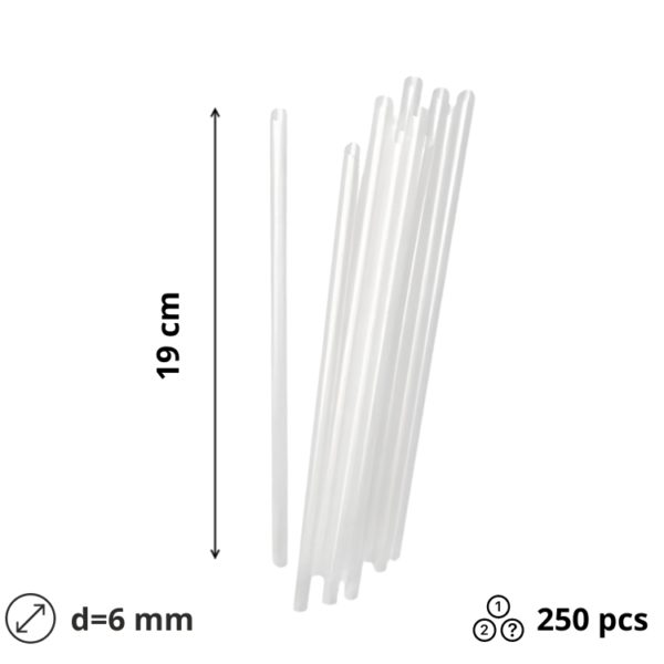 Slamke plastične l=190 mm d=6 mm prozirna 250 kom/pak