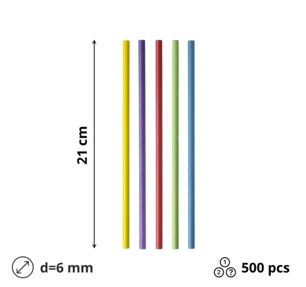 Slamke papirnate l=210 mm d=6 mm MIX 500 kom/pak
