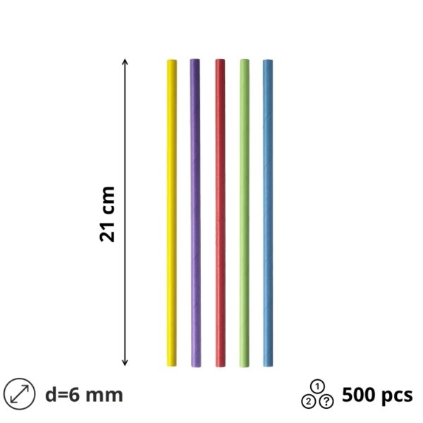 Slamke papirnate l=210 mm d=6 mm MIX 500 kom/pak