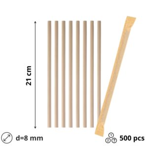 Slamke papirnate l=210 mm d=8 mm kraft pojedinacno pakiranje 500 kom/pak
