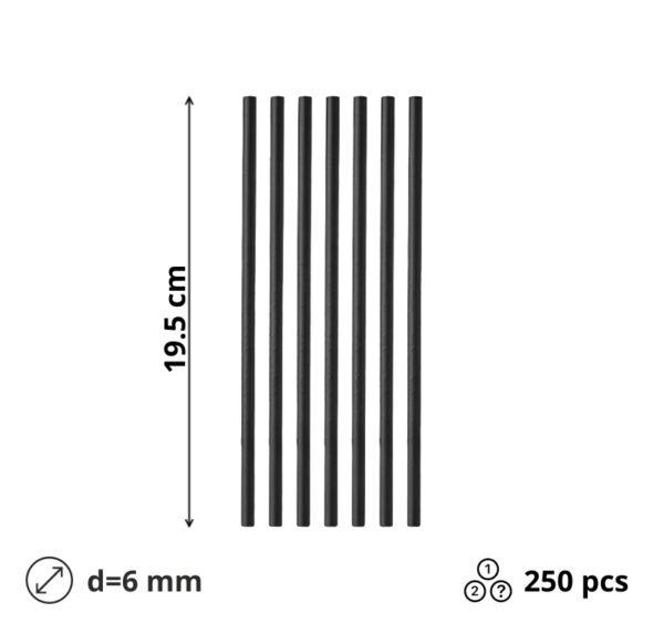 Slamke papirnate l=195 mm d=6 mm crne pojedinacno pakiranje 250 kom/pak