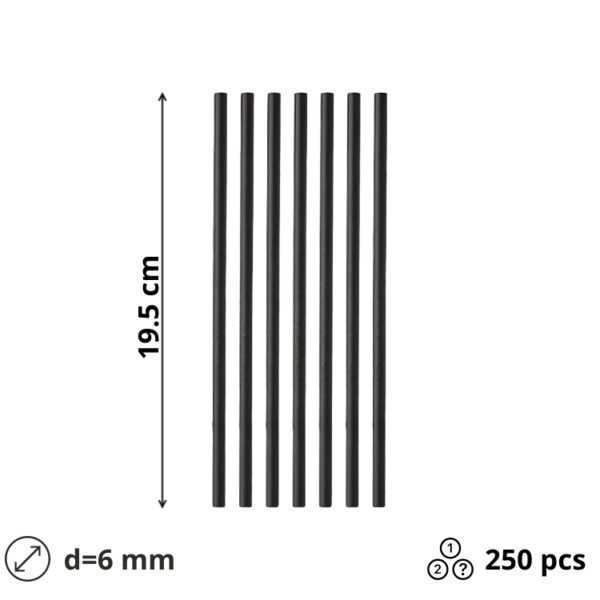 Slamke papirnate l=195 mm d=6 mm crne pojedinacno pakiranje 250 kom/pak