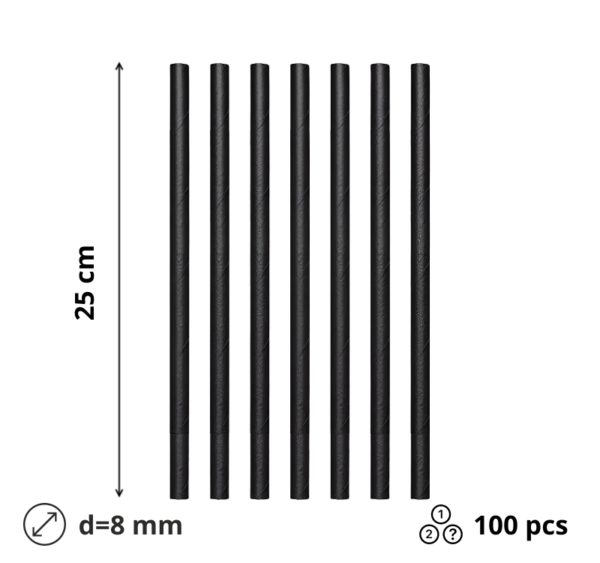 Slamke papirnate l=250 mm d=8 mm crne 100 kom/pak