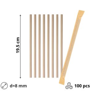 Slamke papirnate  l=195 mm d=8 mm kraft pojedinacno 100 kom/pak [5 kom/pak]