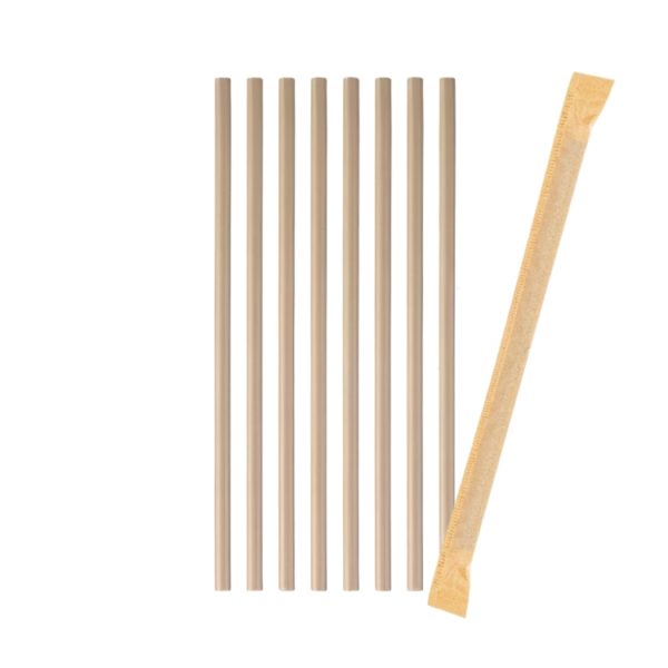 Slamke papirnate  l=250 mm d=8 mm kraft pojedinacno 100 kom/pak [5 kom/pak]